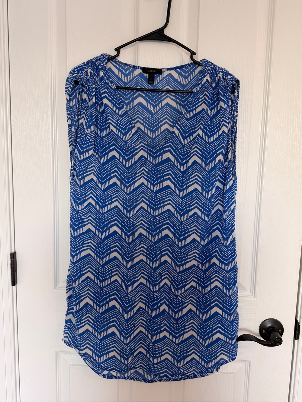 J. Crew Blue & White Chevron Shell
